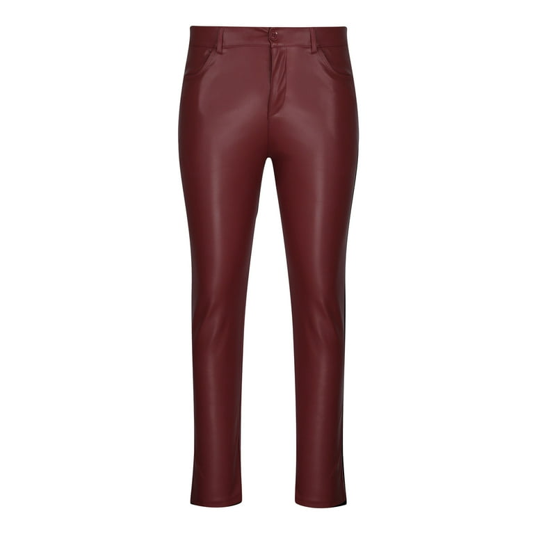 Melody Burgundy Skinny Faux Leather Catsuit Zipper Plus Size