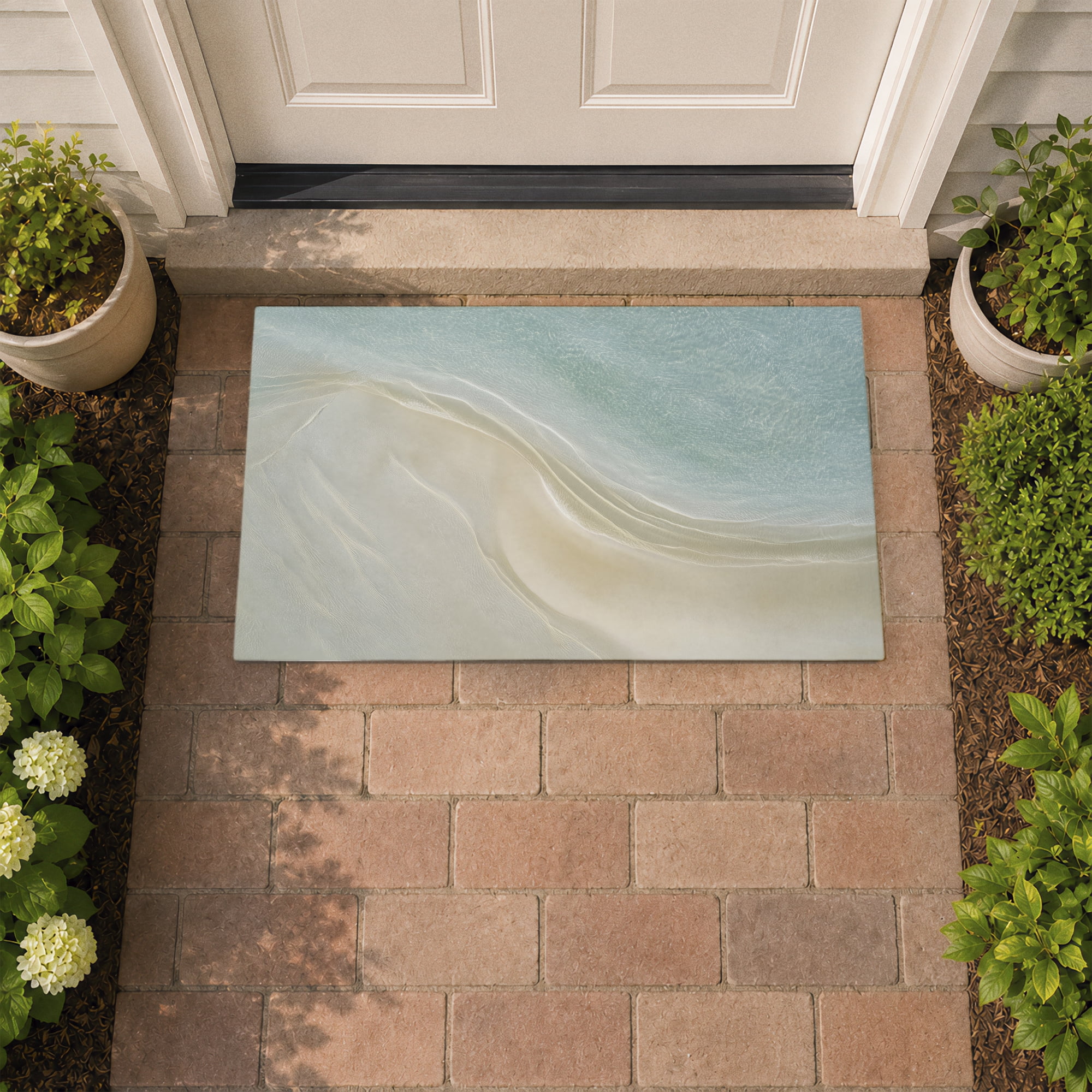 Stupell Industries Sea From Above Aqua Swirl Printed Outdoor Door Floor Mat, design by A Barefoot Stylist