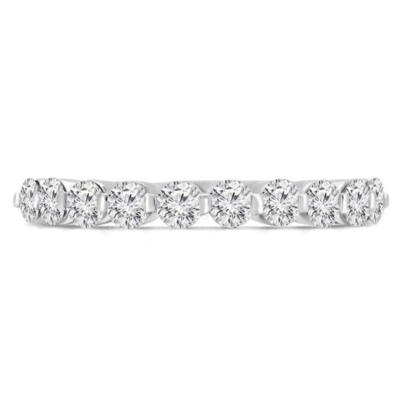Majesty Diamonds MD190167-5.75 0.75 CTW Round Diamond Semi-Eternity Wedding Band Ring in 14K White Gold - Size 5.75