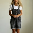 thumbnail image 2 of Morttic Women's Retro Denim Romper – Vintage Style Suspenders Shorts Jumpsuit with Pockets, Loose Fit Casual Streetwear Black，L, 2 of 6