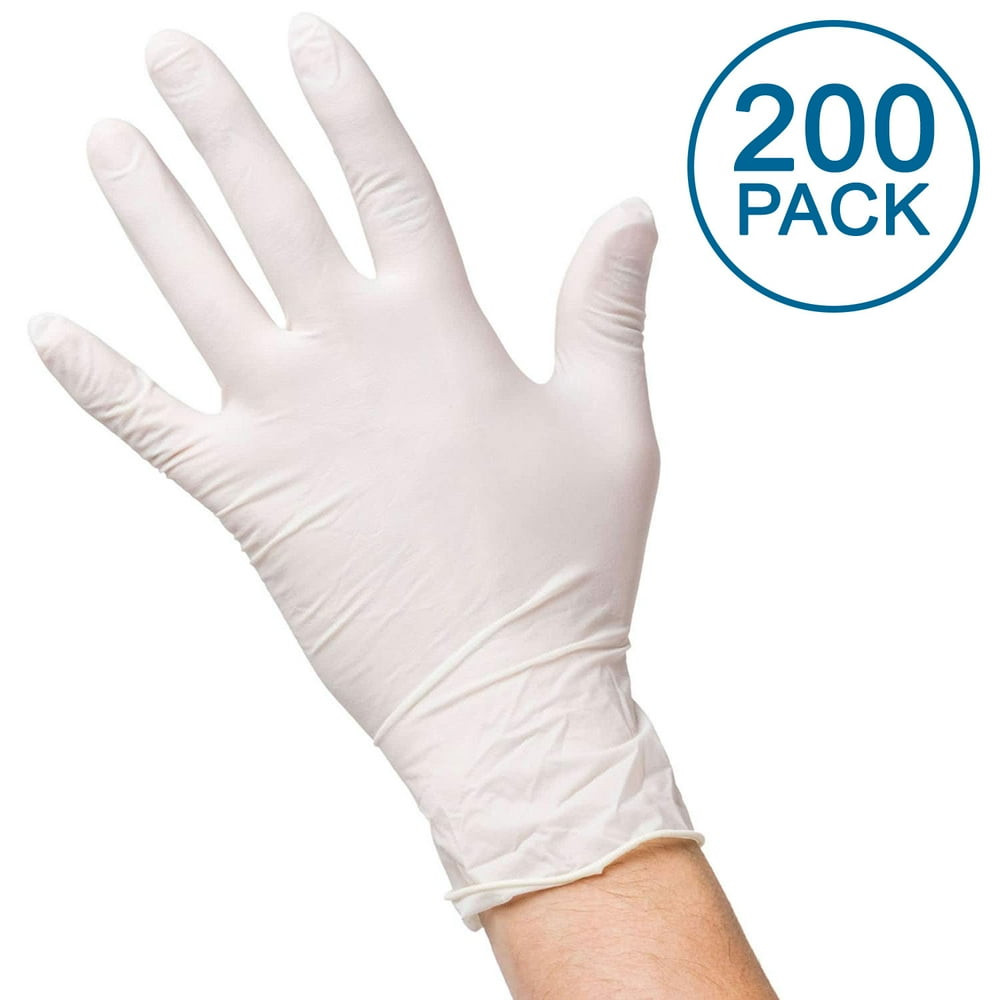 [200 Pack] Large Latex Disposable Gloves Powder Free, Food Grade Safe