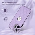 thumbnail image 3 of Compatible WIth iPhone 13 Pro Phone Case with Logo Window,Trendy Diamond-checkered Pattern PU Leather Soft TPU Ultra Slim Anti-fall Shockproof Protective Back Cover Phone Case,Violet, 3 of 7