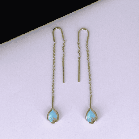 Maya 18K Gold Plated Labradorite Threader Earrings