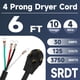 thumbnail image 2 of Cable de secado EP de 4 puntas 10/4 SRDT, 30 amperios, 6 pies, NEMA 14-30, negro, 2 of 7