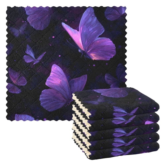 6 Pieces of Kitchen Towels 11x11Inch Kitchen Dish Cloths Kitchen Dish Towels Reuseable Cleaning Cloths Dreamy Ethereal Butterflies