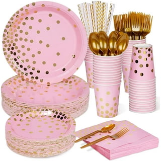 Pink and gold baby shower plates cheap