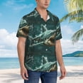 thumbnail image 3 of Sikiie Abstract Geometric Shark Print Men's Hawaiian Shirt, Summer Beach Button Pocket Short Sleeve T-Shirt,Medium, 3 of 7