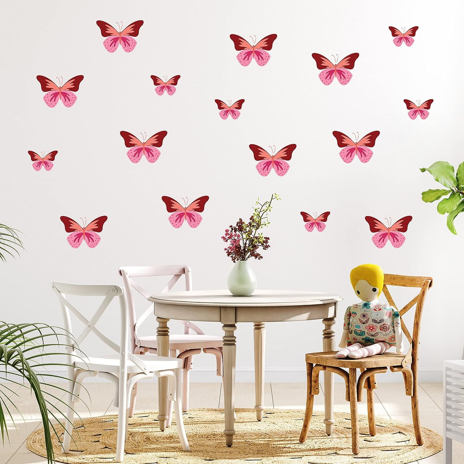 pinkblume White Butterflies Decorations 3D Butterflies Wall Art Decals  Stickers DIY Removable Paper Pearl Butterfly for Kids Room Living Room  Nursery