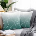 thumbnail image 2 of Ombre Green Stripes Outdoor Pillow Covers Set of 2 Striped Lines Waves Gradient Waterproof Throw Pillow Case Decorative Square Cushion Cover for Patio Couch Garden Balcony, 20"x20", 2 of 9