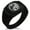 Black, variant on Stainless Steel Tribal Dragon Yin Yang CZ Ribbed Needle Stripe Pattern Biker Style Polished Ring