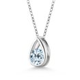 thumbnail image 2 of Gem Stone King 925 Sterling Silver Sky Blue Topaz Teardrop Pendant Necklace for Women (0.70 Cttw, Gemstone November Birthstone, Round 5MM, with 18 inch Silver Chain), 2 of 4