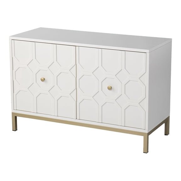 Maklaine Contemporary Engineered Wood 2-Door Accent Cabinet in White