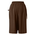 thumbnail image 7 of Glisme Casual Pants For Women Plus Size Knee Length Cotton Linen Shorts Summer Baggy Dressy Long Shorts With Pockets Coffee Trousers Flexible Fit, 7 of 7