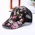 thumbnail image 3 of HuangHuanChen Sun Hats for Women Floral Printing Sun-proof CapUV Protection Trucker Hat Flower Hats Adjustable Baseball Cap Baseball Caps for Women, 3 of 4