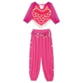 thumbnail image 5 of Alvivi Women Sequin Self-tie Back Belly Dance Crop Top Lantern Pants Bollywood Belly Dance Outfit Hot Pink One Size, 5 of 7