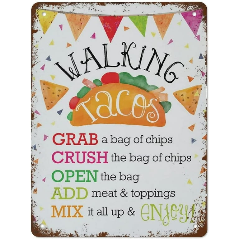 Print Walking Tacos Sign,Mexican Fiesta Walking Taco Bar,Bridal  Shower,Birthday,Taco Bar Sign Best Vintage Fun Home Decor Tin Signs,  Vintage Metal Signs, Perfect For Bar Posters 12 X 16 Inch - Walmart.com