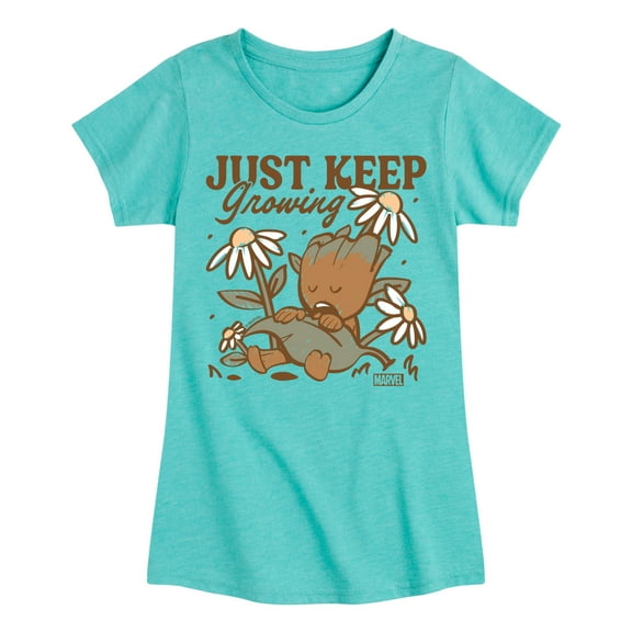 Marvel Guardians of the Galaxy - Groot Keep Growing - Toddler And Youth Girls Fitted Short Sleeve Graphic T-Shirt