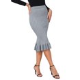 thumbnail image 4 of INSPIRE CHIC Womens Knit Mermaid Skirt Elastic High Waist Stretchy Bodycon Casual Fishtail Sweater Midi Skirts XL Grey, 4 of 6