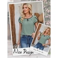 thumbnail image 6 of Hibeli Women Round Neck Petal Short Sleeve Solid Color Top, 6 of 7