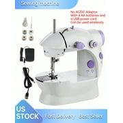 1 Pc Mini Portable Household Sewing Machine With Night Light, Foot Pedal, Desktop Small Electric Sewing Machine, With Bobbin Set, 4 AA Dry Batteries And USB Power Cord (Without Power Plug)