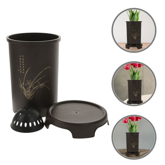 WHAMVOX 1 Set Orchid Nursery Pot Flower Plant Pot with Saucer Resin Orchid Planter Decorative Plants Pot