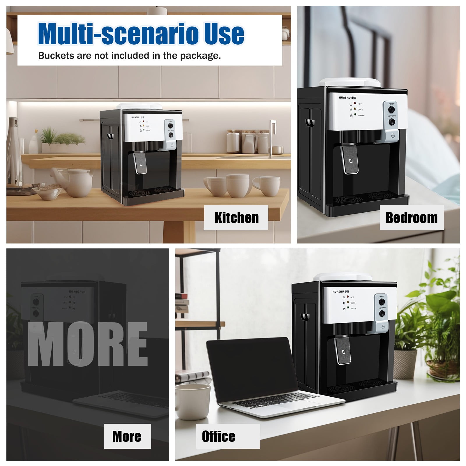 5 Gal Hot/Cold Top Loading Countertop Water Cooler Dispenser Drinking Machine Black White for Bedroom, Studio