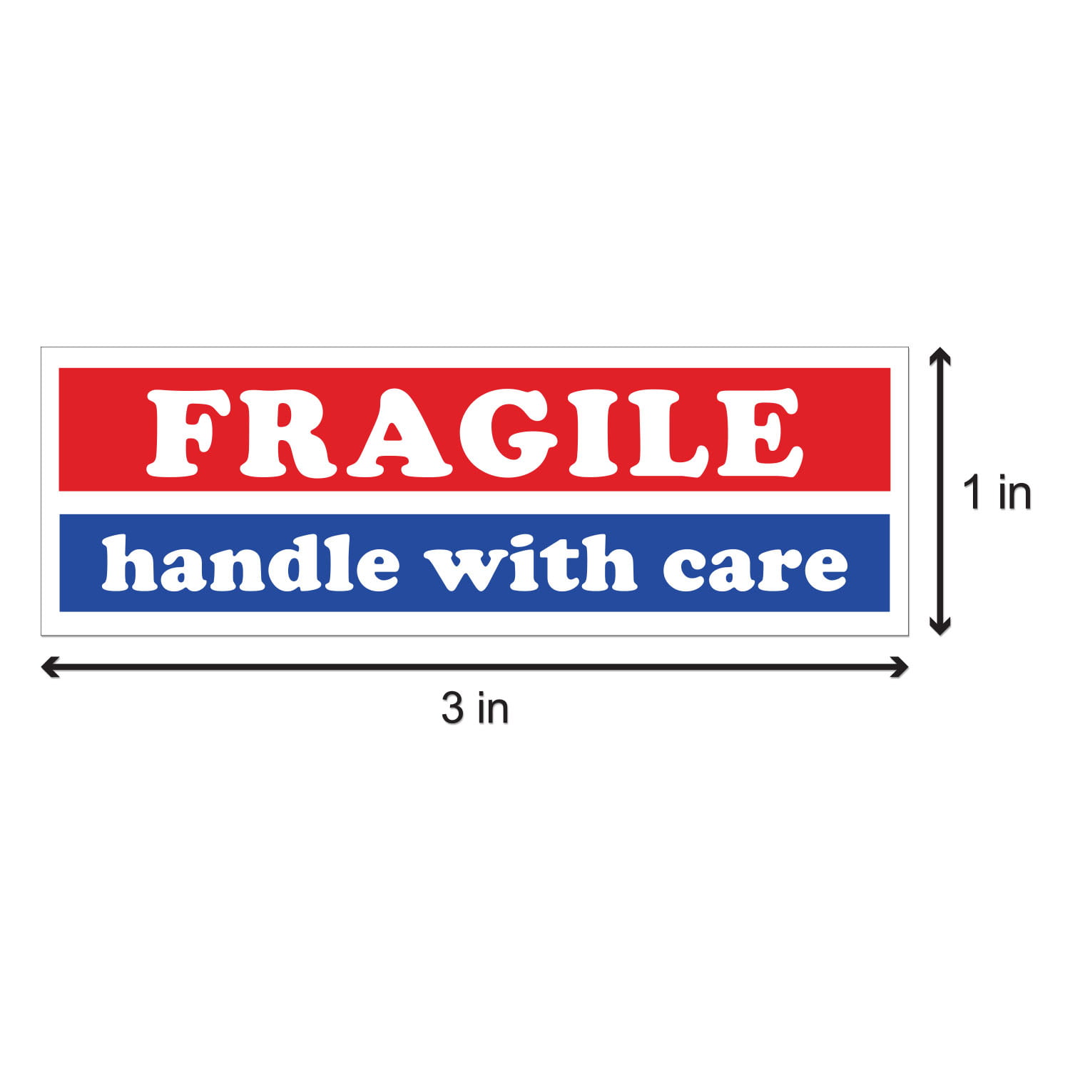 100 White Fragile This Way Up Handle With Care Stickers Labels 4"x3" White Red 