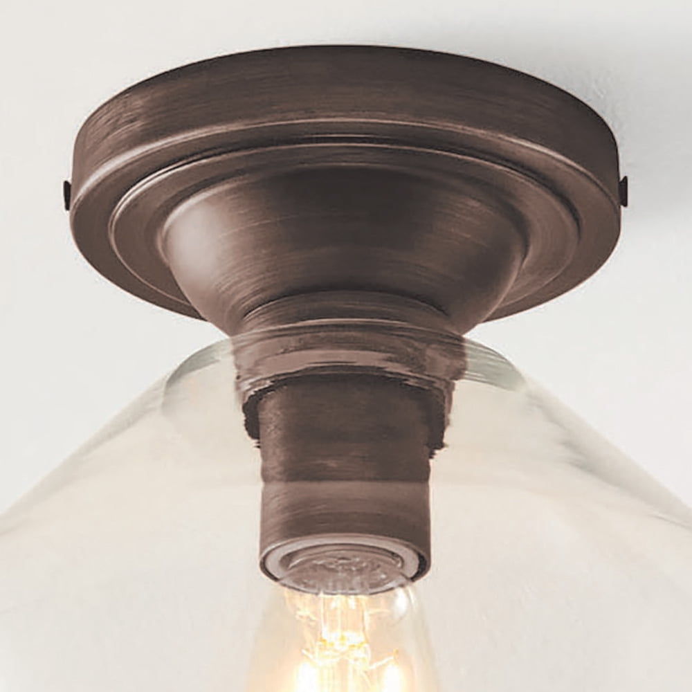 Better Homes & Gardens 9" Farmhouse Bronze Flush Mount Ceiling Light, Metal Base Clear Glass Shade