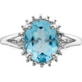 thumbnail image 5 of Sterling Silver Rhodium Light Swiss Blue Topaz & Diamond Ring (Size 6) Made In India qdx566-6, 5 of 5
