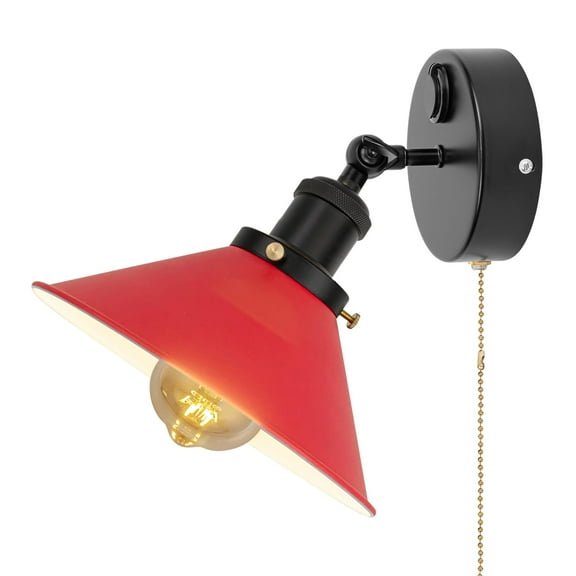 Kiven 12V LED Interior Lights with USB Port,Red RV Reading Lamp with Pull Chain Switch,4W Modern Wall Sconce Adjustable Warm White for RV Caravans Boats, Hard-Wired Surface Mount BD0173