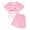Pink, variant on GobdXE Girls Gradient 2-Piece Heartbeat Print Outfit, Ombre T-Shirt & Shorts Set Color:Navy,Size:5-6 Years