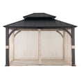 thumbnail image 3 of Sunjoy Hard Top Gazebo, 13ft x 15 ft, Patio Steel Frame, 2 Tier Metal Roof, with Netting, 3 of 14