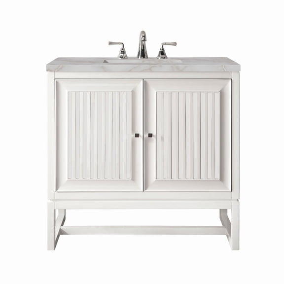 James Martin Vanities E645-V30-3Vsl Athens 30" Single Basin Poplar Wood Vanity Set - White
