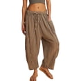 thumbnail image 3 of Delayuji Women's Striped Loose Straight Pant Elastic Waist Pleated Breathable Casual Beach Pants with Pocket Spring Summer Outfit, 3 of 3