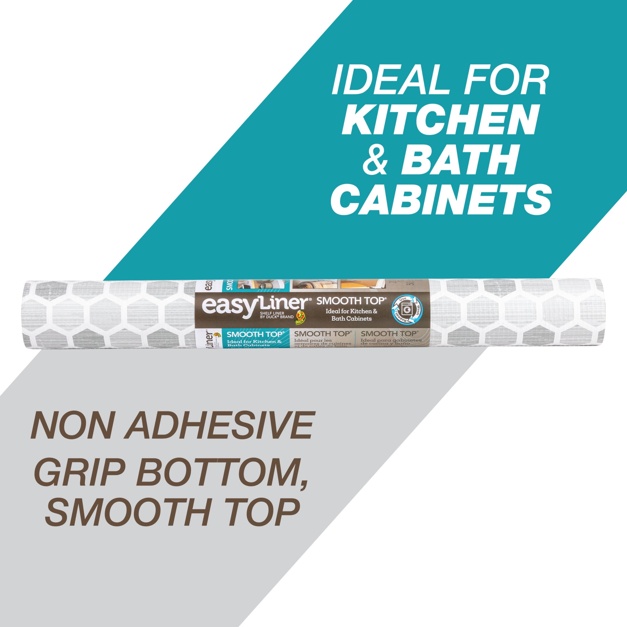 (2 pack) Smooth Top EasyLiner Shelf Liner, Grey Subtle 20" x 6'  1 Rolls