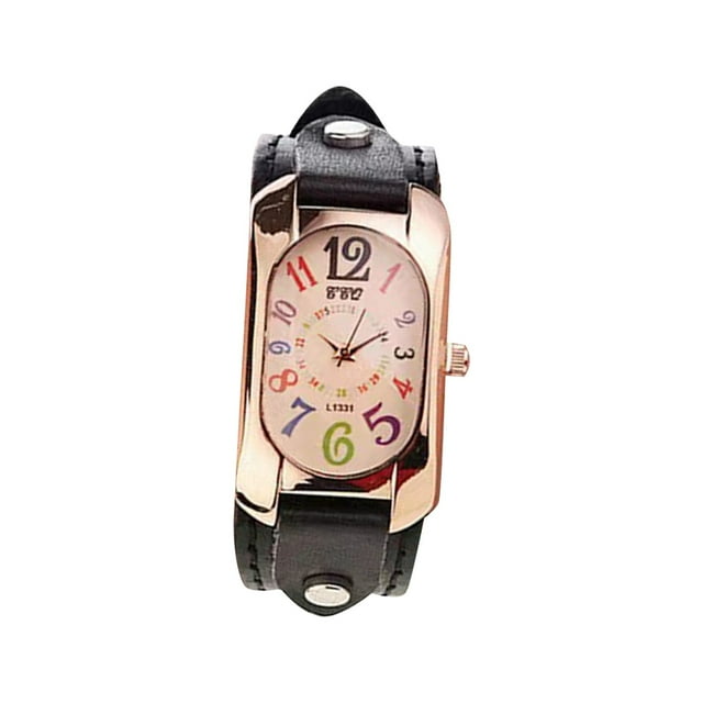 HBFAGFB Montre pour Femme Quartz Bracelet en Cuir Rectangulaire Montre Numérique Colorée Robe Mignonne C