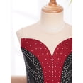 thumbnail image 6 of TiaoBug Kids Girls Glittery Figure Skating Dress Sleeveless Irregular Mesh Ballet Dancewear Burgundy 14, 6 of 7