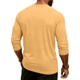 thumbnail image 5 of Resicozy Mens Henley 3/4 Length Sleeve Shirts Soft Button Tees Casual Fashion Solid Color T-Shirts Yellow M, 5 of 7