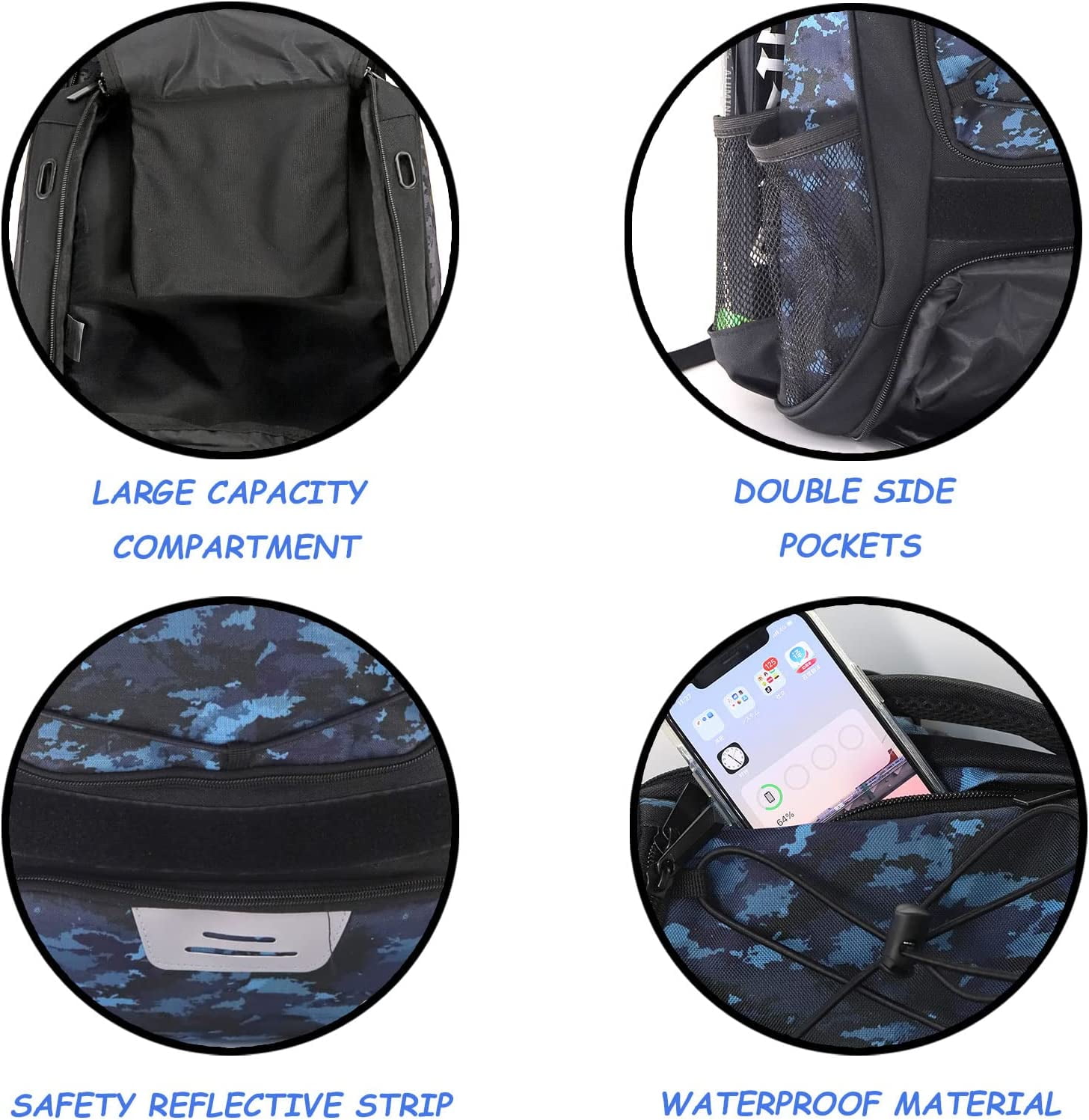 WOLT | Youth Baseball Bag Backpack--Youth Boys Equipment Oxford Fabric - New Camoblue