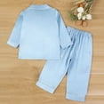 thumbnail image 4 of JeashCHAT Unisex Satin Pajama Set for Girls Boys Kids Toddler, Long Sleeve Button Down Sleepwear, 2 Piece Solid Color Nightwear Long Sleeve Top and Pants, 4 of 4