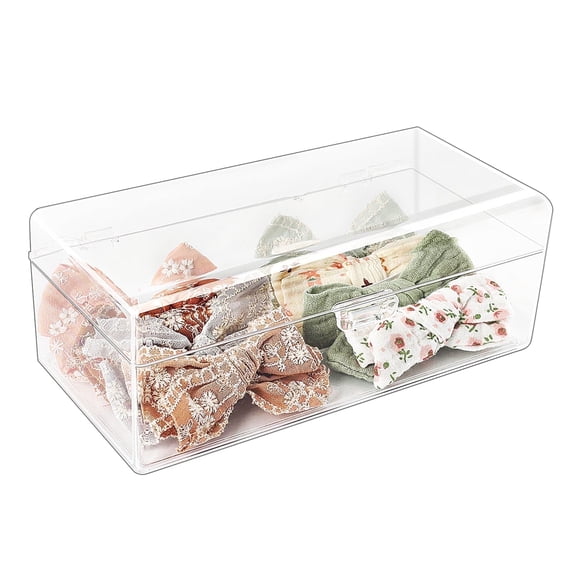 JessLab Acrylic Hair Accessories Organizer, 1-Compartment Scrunchies Bows Clips Storage Box for Vanity