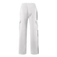 thumbnail image 5 of Domuza Loose Fit Cargo Pants for Men Elastic Waist Drawstring Workout Sports Pants Fashion Casual Fleece Straight Leg Sweatpants with Pockets White L, 5 of 5