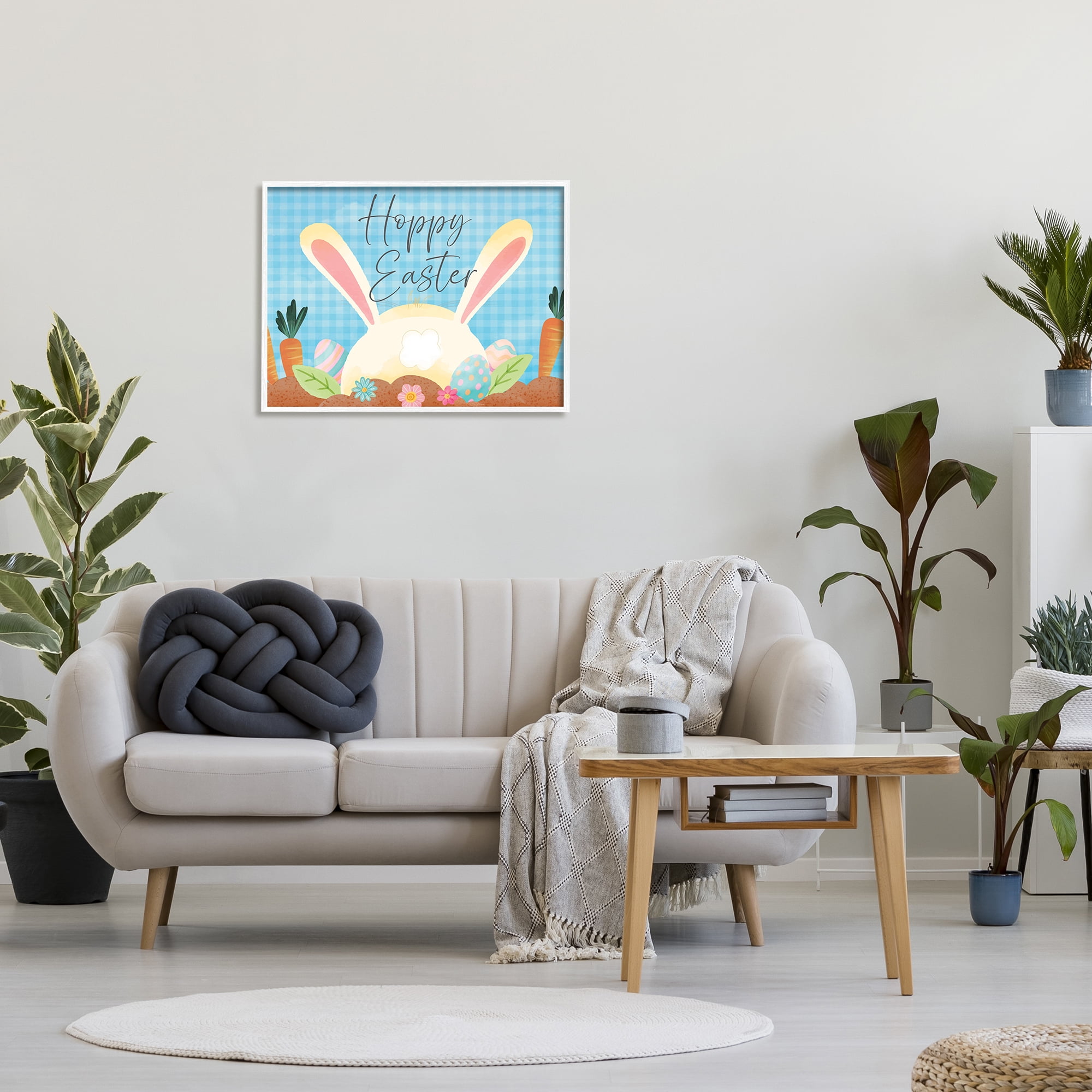 Stupell Happy Easter Spring Carrot Garden Holiday Painting White Framed Art Print Wall Art
