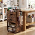 thumbnail image 5 of Costway Paper Storage Cart, Rolling Gift Wrap Station with 3 Drawers & Adjustable Shelf Rustic Brown, 5 of 11