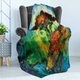 thumbnail image 4 of Bohemian Soft Flannel Fleece Throw Blanket, Eastern Grunge Murky Tree on Hill with Circular Mandala Blur Paint, Cozy Plush for Indoor and Outdoor Use, 50" x 60", Multicolor, by Ambesonne, 4 of 5