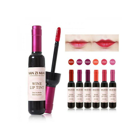 VICOODA 6 Colors Wine Liquid Lipstick Set,, Waterproof Long Lasting Lip Tint Wine Bottle Cover Matte Lady Makeup Non-Stick Cup Lip