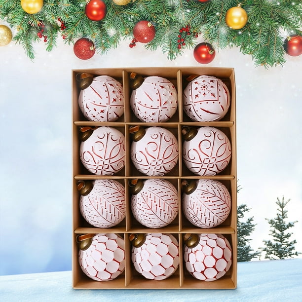Seyotauo 12 Pcs Christmas Ball Ornaments Set - Shatterproof Plastic Christmas Tree Decorations Christmas Decorative Hanging Ornaments Xmas Decorative Hanging Ball Ornaments for Holiday