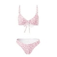 thumbnail image 5 of idosla Women's 2 Piece Bikini Sets Ditsy Floral Swimsuit Tie Back Swimwear (Pink, XS), 5 of 7