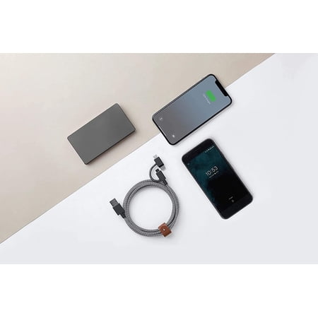 Native Union Belt Cable Universal - 6.5ft USB-C Charging Cable 3-in-1 Adaptor (Zebra)