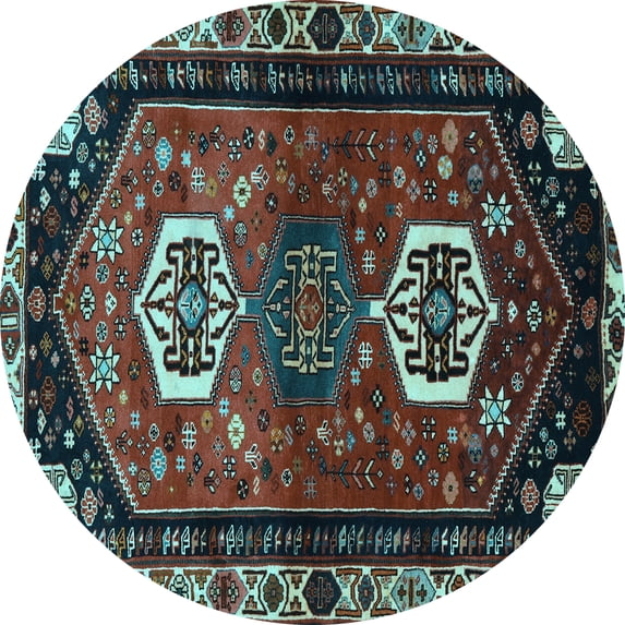 Ahgly Company Indoor Round Persian Light Blue Traditional Area Rugs, 7' Round